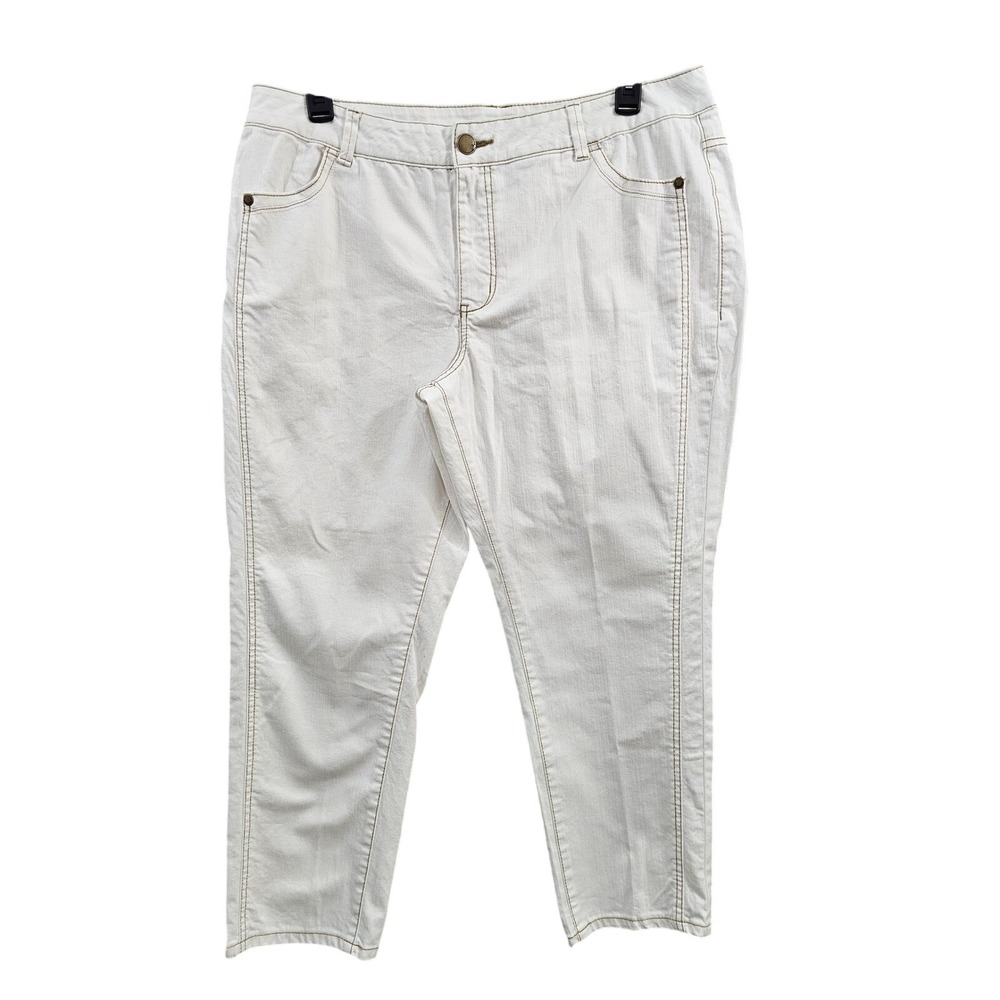 Avenue denim womens 18 white cropped Denim Jean pants‎ comfortable stretch NEW